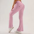 thumbnail image 2 of Rexolia Women’s High Waisted Flare Leggings with 4 Pockets Cargo Bootcut Pants Pink 2XL, 2 of 5