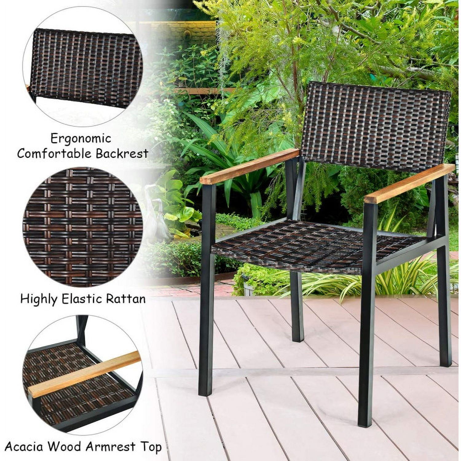Aimee Lii 7 Pieces Outdoor Dining Set with Large Acacia Wood Table Top, Outdoor Patio Furniture Aimee Lii 7 Pieces Outdoor Dining Set with Large Acacia Wood Table Top, Outdoor Patio Furniture