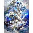 thumbnail image 1 of Landscape Diamond Mosaic Waterfall Embroidery Tree Fantasy Wall Decor Craft Kit, 30*40cm, frame not included.,6604, 1 of 4