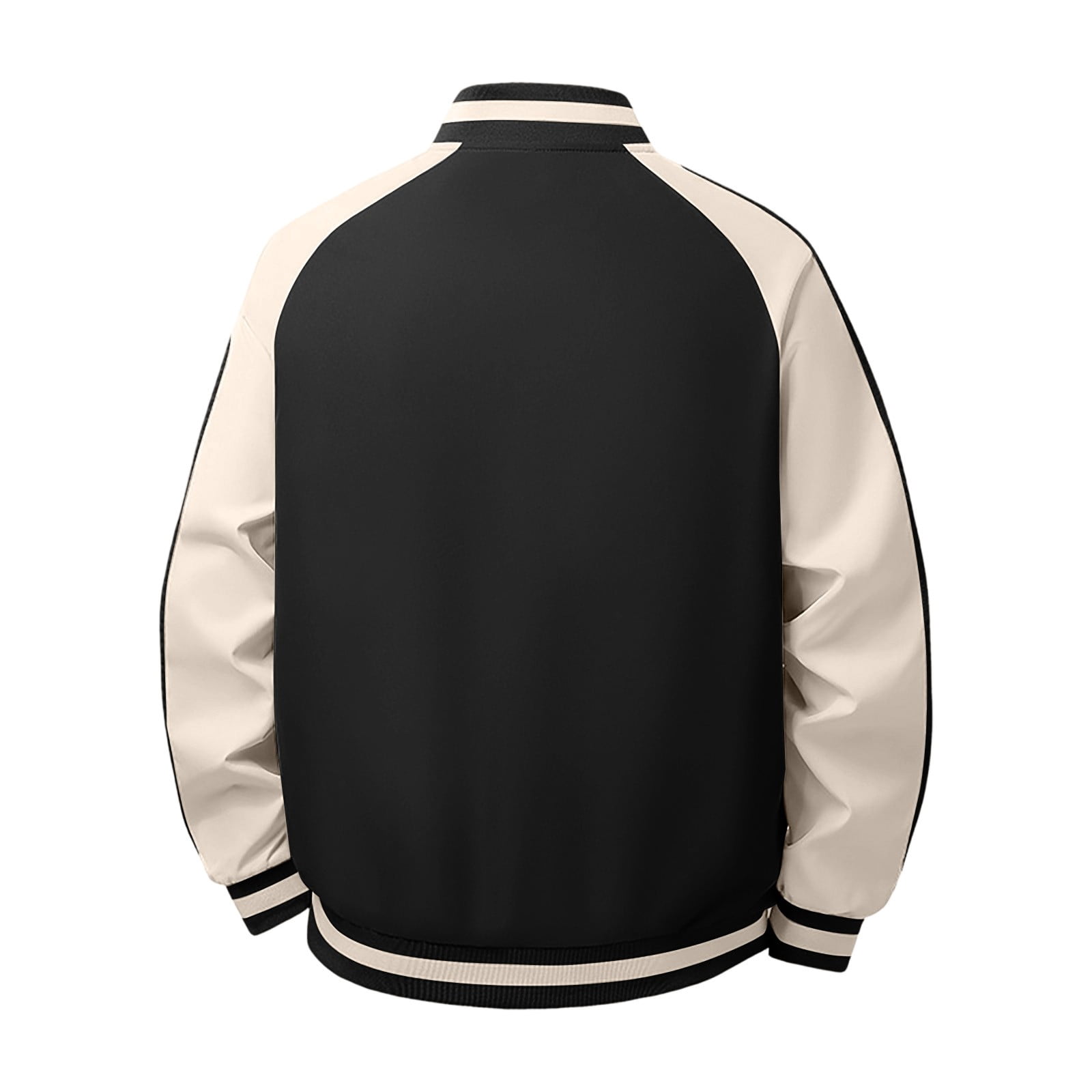 Zpzdpjkx Mens Bomber Jacket Color-Blocked Striped Rib Trim Zip