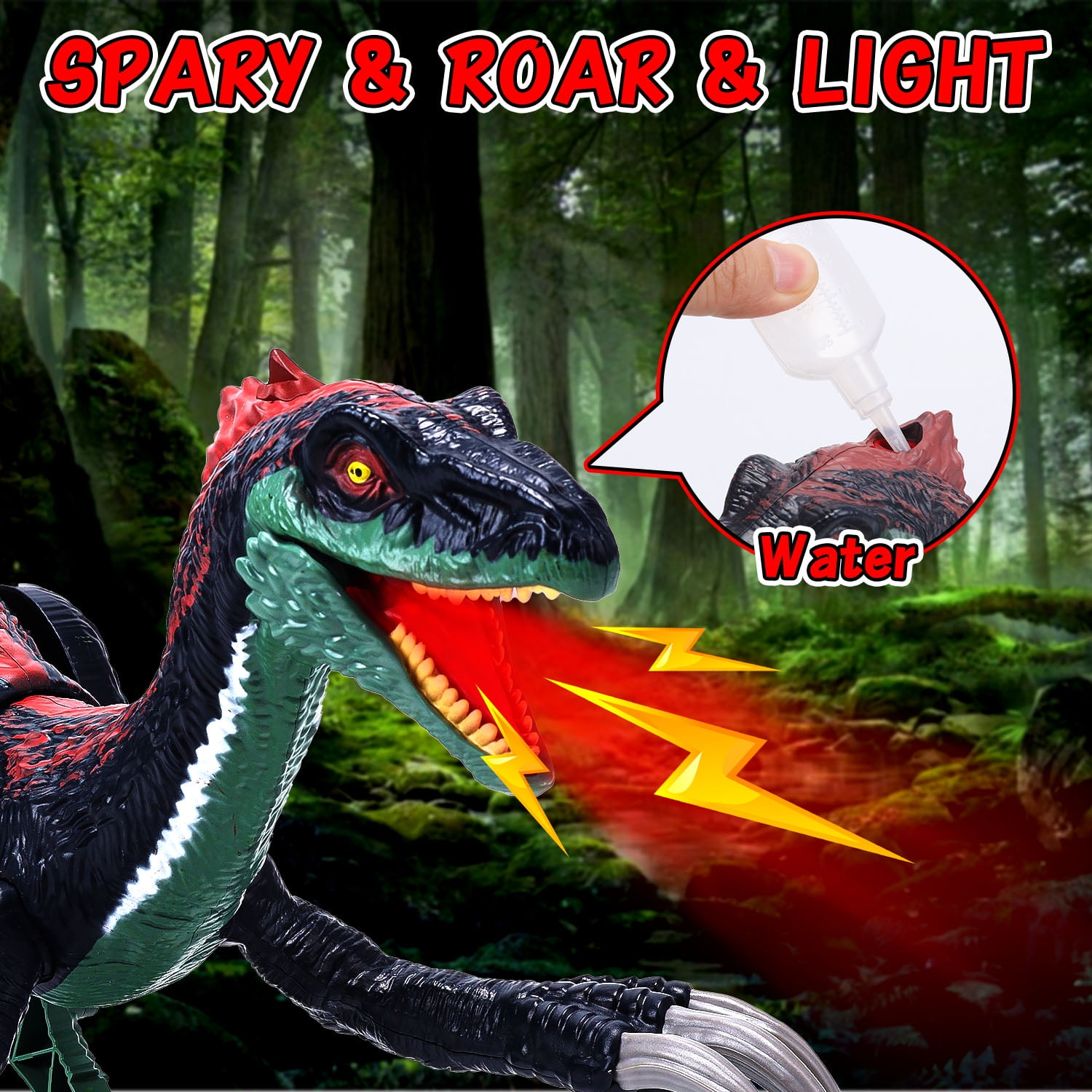 JoyStone Remote Control Dinosaur Toys for Kids - Realistic Walking, Roaring, Light & Spray, 18.2" RC Therizinosaurus Toys, Gift for Boys Girls Age 3+