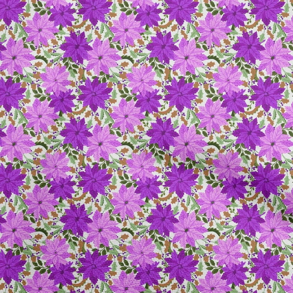 oneOone Polyester Spandex Purple Fabric Asian Floral Quilting Supplies Print Sewing Fabric By The Yard 56 Inch Wide