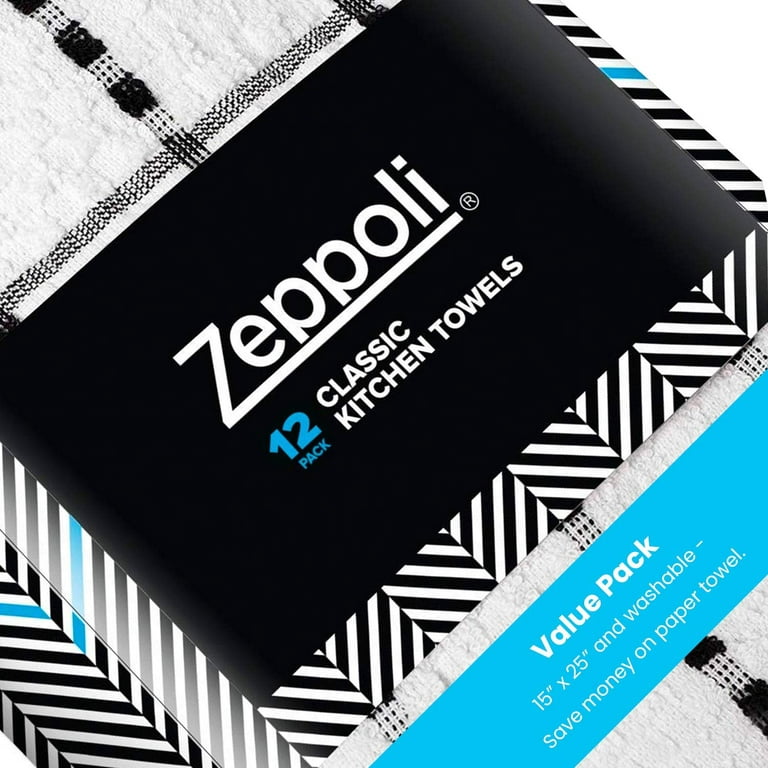 Zeppoli 15 x 24 Dobby Weave Kitchen Towels, 12 Pack (Multi-color) 