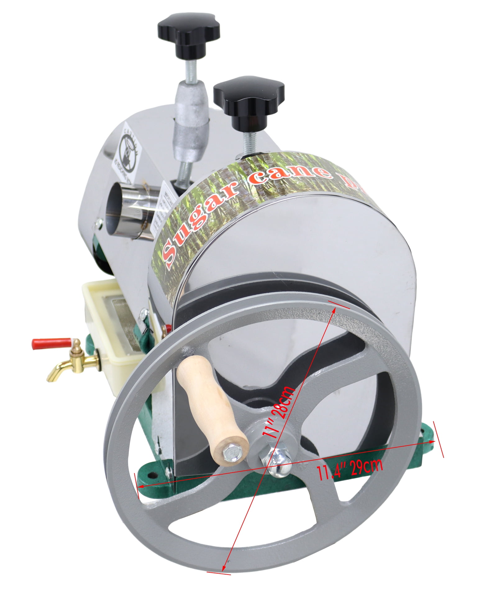 Manual Sugar Cane Ginger Press Juicer Stainless Steel Sugarcane Squeezer 3 Rollers with 2 Peeling Knives 330LBS/H