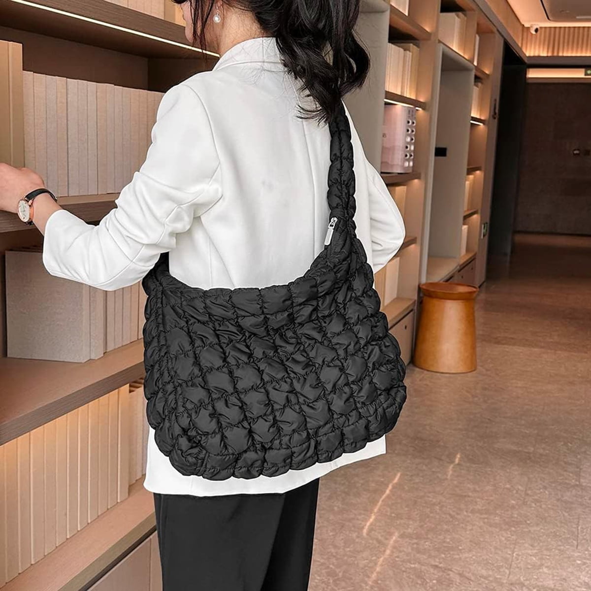 バッグ WANNA FOUNDATION NYLON PUFF SHOLDER BAG WANNA FOUNDATION】NYLON PUFF SHOLDER BAG - BLACK