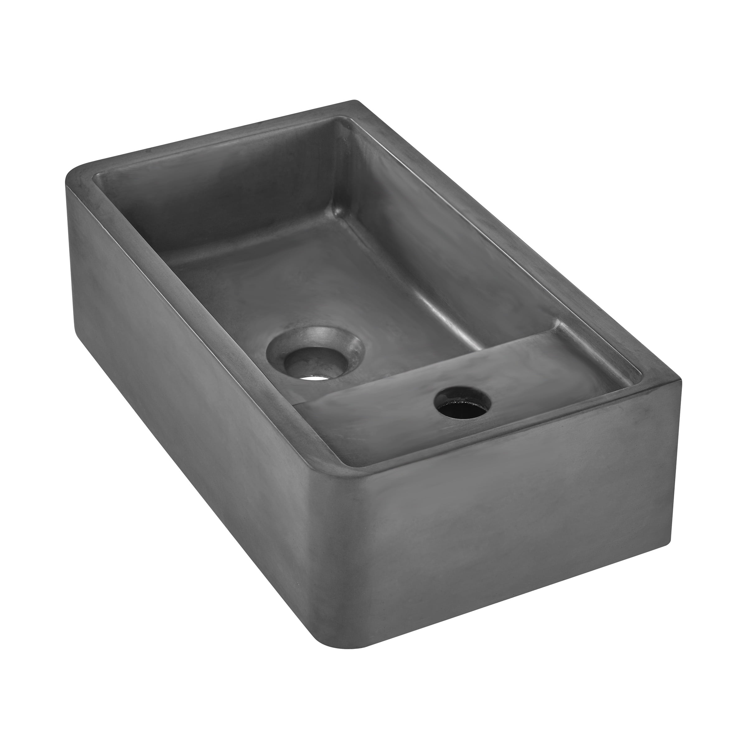 Thun 17.5” Rectangle Concrete Wall-Mount Bathroom Sink in Dark Grey