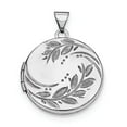 thumbnail image 1 of Sterling Silver Rhodium-plated 20mm Round Leaf Floral Locket, 1 of 3