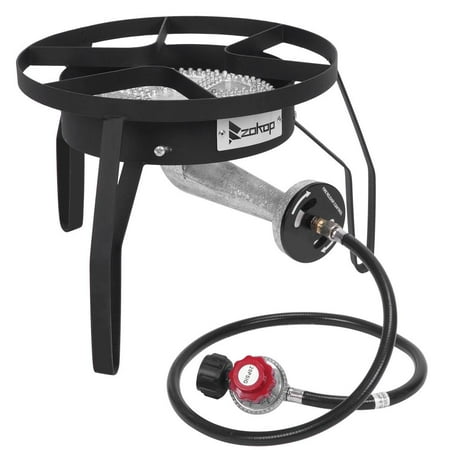 Ktaxon 0-20 Psi Regulator Propane 200 000BTU High Pressure Round Single Burner Black 11.22 (Dia)