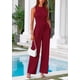 thumbnail image 4 of Conjunto Coordinado PRETTYGARDEN Top Corto de Tirantes y Pantalón Palazzo Rojo Vino S, 4 of 8