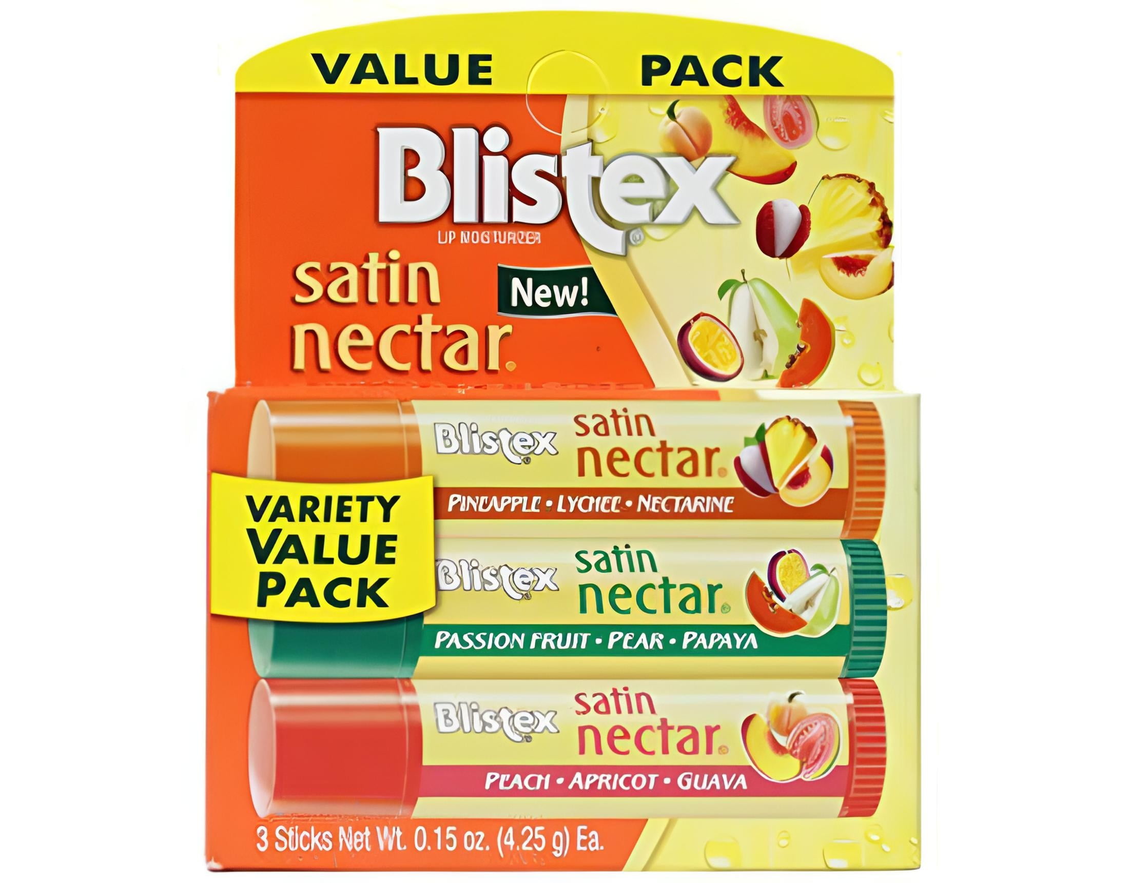 (6 pack) Blistex Satin Nectars Lip Balm with Fruit Extracts & Vitamin E, 3 Pk