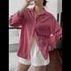 thumbnail image 4 of Camisas de Mujer con Botones, Camisas Formales A Rayas, Mangas Largas, Solapas, Camisas de Oficina, Blusas Gran Rojo L, 4 of 8