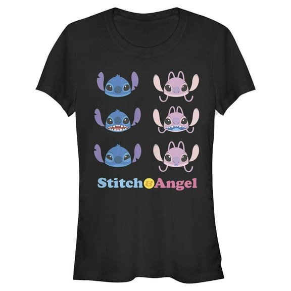 Juniors Lilo & Stitch Alien Couple Faces T Shirt