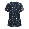 thumbnail image 3 of felwors Scrubs for Women Tops Printed Shirt V Neck Cute Cartoon Pattern Short Sleeve Nursing Uniform with Pockets (Navy, M), 3 of 4