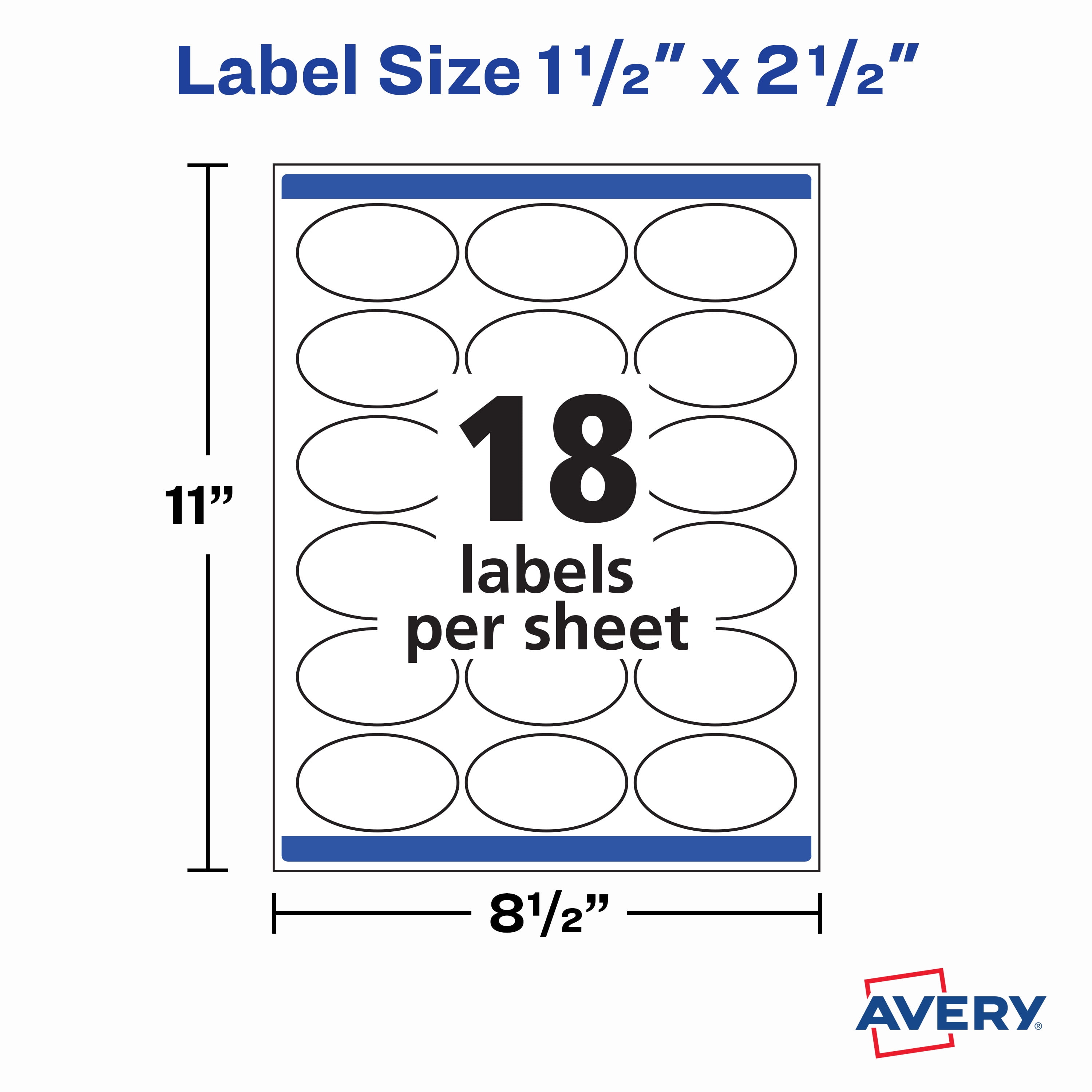 Avery Printable Oval Labels, 1.5" x 2.5", White, 450 Labels (22564)