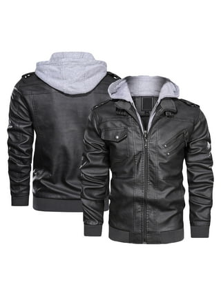 Men s Leather Hooded Jackets