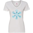 thumbnail image 3 of Inktastic Icy Blue Winter Snowflake Women's V-Neck T-Shirt, 3 of 5