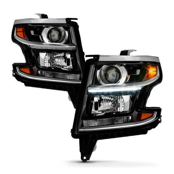 AKKON - For 2015-2020 Chevy Suburban Tahoe Pickup OE Direct Replacement Projector Black Headlight Assembly L R Pair