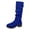 Blue, variant on Women's Slouchy Knee High Boots Wide Calf Round Toe Chunky Heel Pull on Retro Western Tall Boots