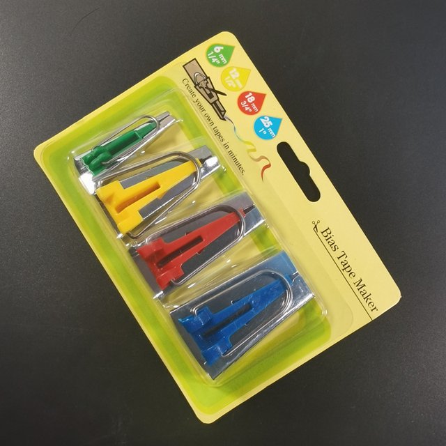 Dispositivos de encuadernación al bies, cinta al bies para coser, tiras de tela de diferentes tamaños para hacer anchos de 6 mm, 12 mm, 18 mm y 25 mm (paquete de 4)