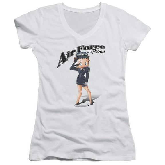Betty Boop Air Force Boop Junior Women's T-Shirt V-Neck White
