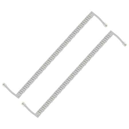 Uxcell 2 Pack Phone Cord for Landline, 6.6 Feet(Coiled 1.3 Feet) RJ9/RJ10 4P4C Landline Handset Cord Universal Telephone Phone Cable for Telephone Handset Accessory, Light Gray