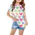 thumbnail image 2 of HAOTAGS Girls Short Sleeve Graphic T-shirts, Cute Heart Print Casual Round Neck Tee Top for Summer Multicolor Size 9 T, 2 of 5