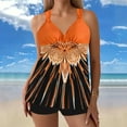 thumbnail image 2 of Wyobmus Women's Tankini Bathing Suits Two Piece Plus Size Swim Dress High Waist Printing Padded Swimsuits With Boyshorts A-Orange, 2 of 6