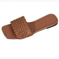 thumbnail image 2 of Summer Shoes for Women,Women's Flats,Office Shoes for Women,Flat Sandals for Women,Women's Braided Strap Sandals Square Open Toe Slide Sandals Slip on Dressy Summer Beach Flats,Brown,7.5, 2 of 5