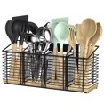thumbnail image 1 of Soporte grande de metal negro para utensilios de cocina. Organizador de utensilios de cocina, espátulas y otros utensilios., 1 of 5