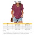 thumbnail image 5 of Camiseta de manga soplada para mujer, blusa de manga corta con cuello en V, informal, holgada, de Color puro, para citas, 5 of 5
