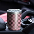 thumbnail image 4 of 30oz Pink Brown Heart Checkered Pattern Tumblers Stainless Steel Tumbler with Lid and Straw,Vacuum Insulated Double Wall Travel Tumbler Cups Mug with Cleaning Brush for Coffee,Tea, 4 of 7