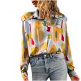 thumbnail image 4 of Camisas Para Mujer Tops Blusas Moda Casual Solapa Camisa de Manga Larga Con Estampado Cárdigan de Un Solo Pecho Odeerbi ODB137230, 4 of 9