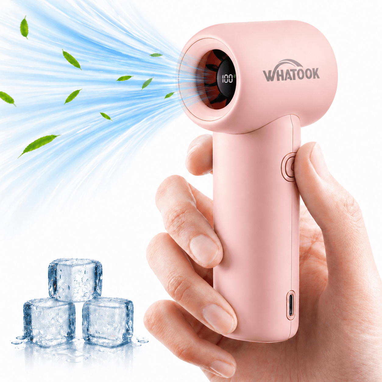 Portable Handheld Fan,18500RPM High Velocity 3000mAh, LED Display 5 Speeds USB-C Rechargeable Turbo Pocket Fan, Personal Mini Cooler for Travel