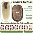 thumbnail image 2 of Hair Toppers for Women, Real Human Hair 130% Density, Hair Loss Cover No Bangs, Hair Extensions for Thinning Hair, Silk Base Three Clips in Topper, Ombre Light Blonde(10inch), 2 of 7