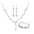 thumbnail image 1 of "Juego Joyería Mujer 3pcs Collar Aretes Pulsera Boda Fiesta Malubero, Plata ", 1 of 5