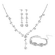 thumbnail image 1 of "Juego Joyería Mujer 3pcs Collar Aretes Pulsera Boda Fiesta Malubero, Plata ", 1 of 5