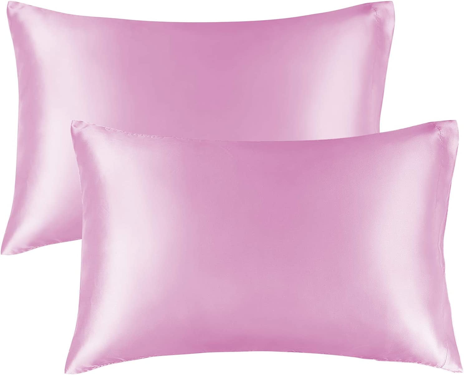 Satin Silk Pillowcase for Hair and Skin, Coral Pillow Cases Standard Size Set of 2 Pack Super