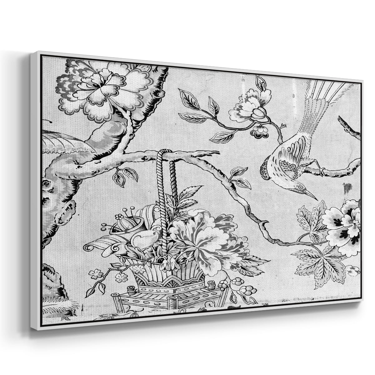 Vintage Abstract Print-XIX Framed in White Wood Gallery Wrapped Canvas 27 in. x 41 in.