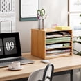 Bamboo 5 Tier Desktop Organizer, Paper Organizer Mail Sorter, File ...