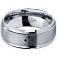 thumbnail image 2 of Tungsten Playing Cards Suit Symbol Band Ring 8mm Men Women Comfort Fit Gray Step Bevel Edge Brushed Polished, 2 of 4