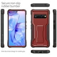 thumbnail image 3 of ExoGuard For Google Pixel 6 Pro Case, Rubber Shockproof Full-Body Phone Case with Kickstand (Red), 3 of 8