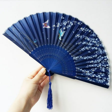 

FACI Floral Patterned Hand Fans Vintage Silk and Japanese Lace Designs with Bamboo Frames Handheld Folding Fans Perfect for Weddings Parties and Church Events