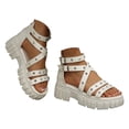 thumbnail image 3 of DAFEI Women's Sandals with Thick Soles Rhinestone Studs Solid Color Straps Platform Versatile Hollow Out Design, 3 of 8