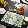 thumbnail image 4 of Watercolor Botanical Green Placemats Set of 2, Eucalyptus Leaves Washable Wipeable Table Mats for Dining Tables, Indoor Outdoor Kitchen Place Mats for Holiday Party Table Decor, 4 of 9