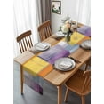 thumbnail image 3 of Burlap Table Runner 120 Inches Long, Orange Oil Painting Gradient Abstract Geometric Non-Slip Kitchen Table Runners for Dining Room Everyday Use Table Decorations Purple Color Blocks Watercolor Art, 3 of 9