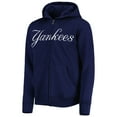 thumbnail image 2 of Youth Navy New York Yankees Wordmark Full-Zip Fleece Hoodie, 2 of 4