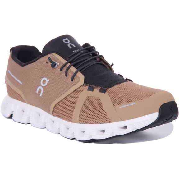 On Running Cloud 5 Men's Speed Lace Up Mesh Running Shoes In Tan Size 7