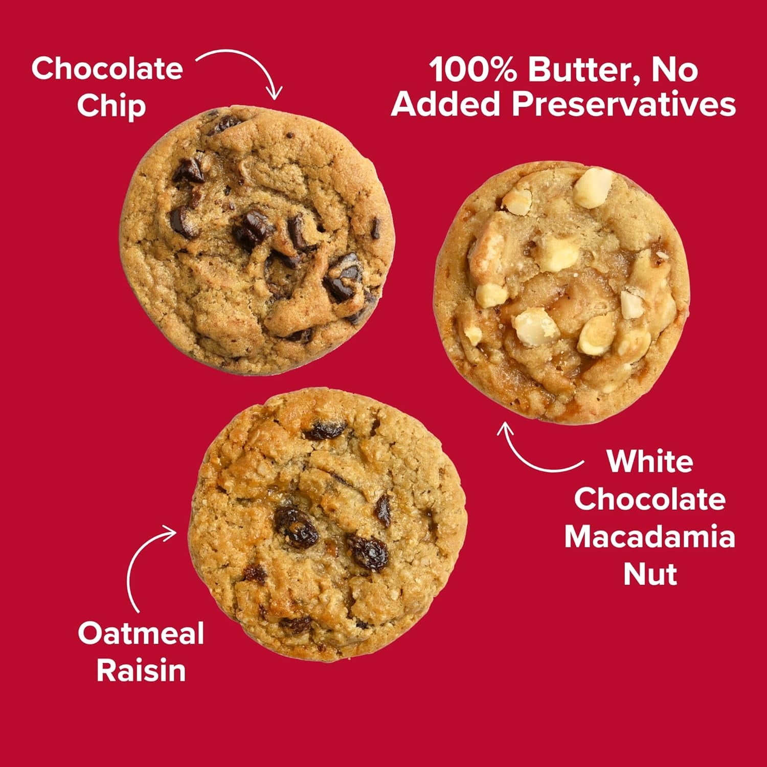 Christie Cookie Co Gourmet Gift Tin Classic Assortment, 18 Count with Chocolate Chip, Oatmeal Raisin and White Chocolate Macadamia Nut Cookies