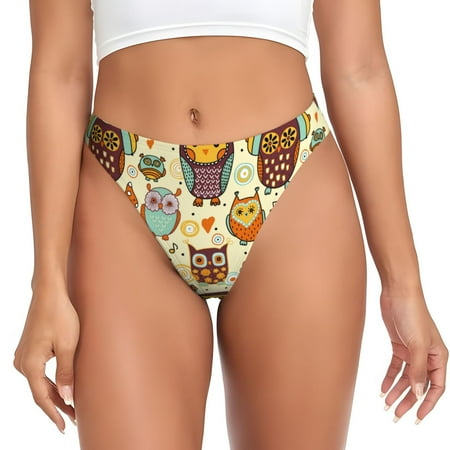 Sigee Cute Owls for Women s G-String Panty  Low Rise  Soft Lace Perfect for Everyday Wear or Special Occasions-X-Small