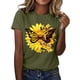 thumbnail image 1 of Gibobby Playera de Verano para Mujer Camiseta deportiva informal manga corta con cuello redondo y estampado girasol a la moda para mujer(AG,G), 1 of 5